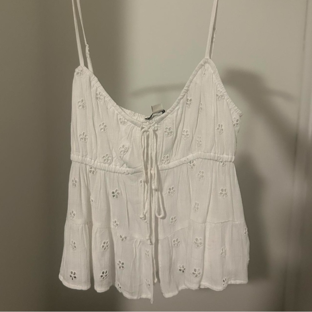 White top with florals
